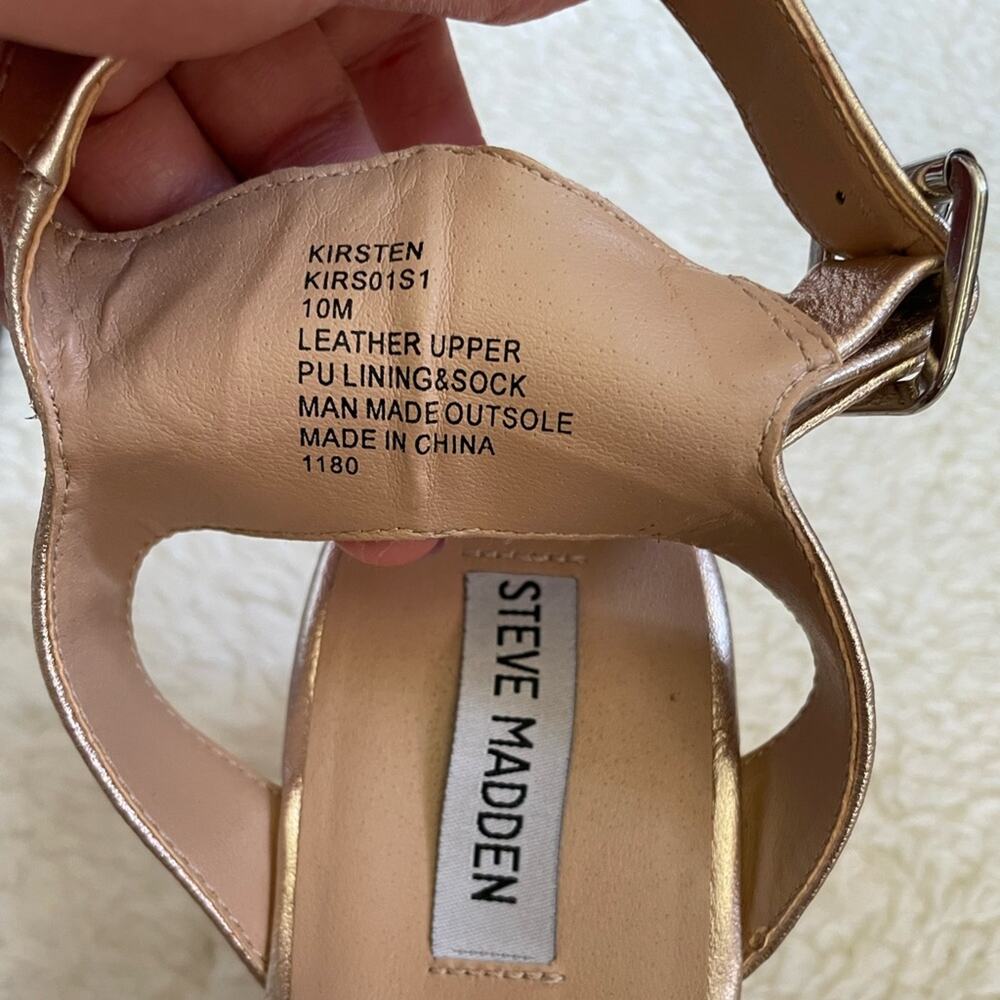 STEVE MADDEN Kirsten Rose Leather Platform Wedge Sandals Strappy Platform 10 - Picture 9 of 12